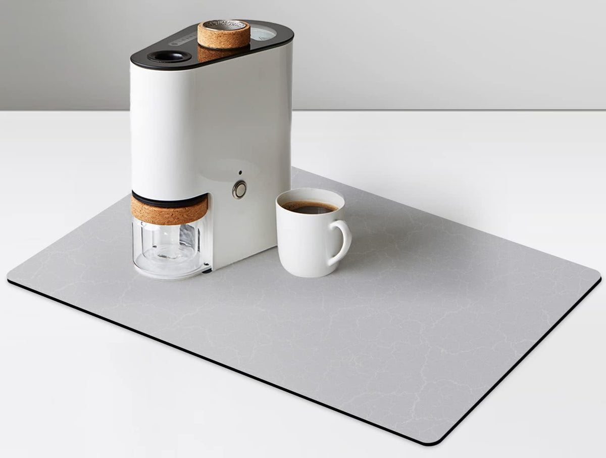 Coffee Bar Mat under Coffee Maker,19Inx12In Coffee Tray Mat under Coffee Machine,None Skid Mat for Coffee Pots,Under Appliance Mats,Silicone Hot Mats for Coffee Machines,Coffee Dish Drying Mat,Grey